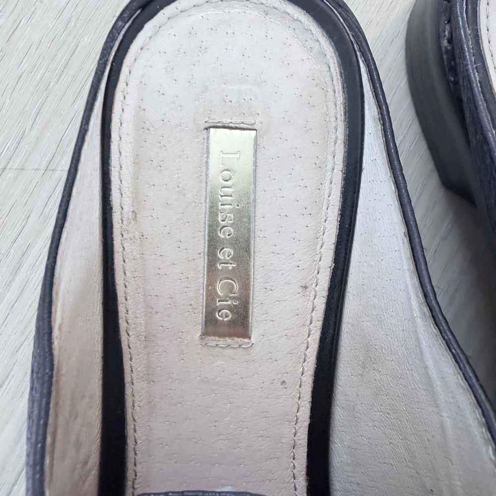Louise et Cie Freyda Black Pebbled Leather Pointed Toe Mules Slides 9.5M 39.5 - Picture 9 of 16